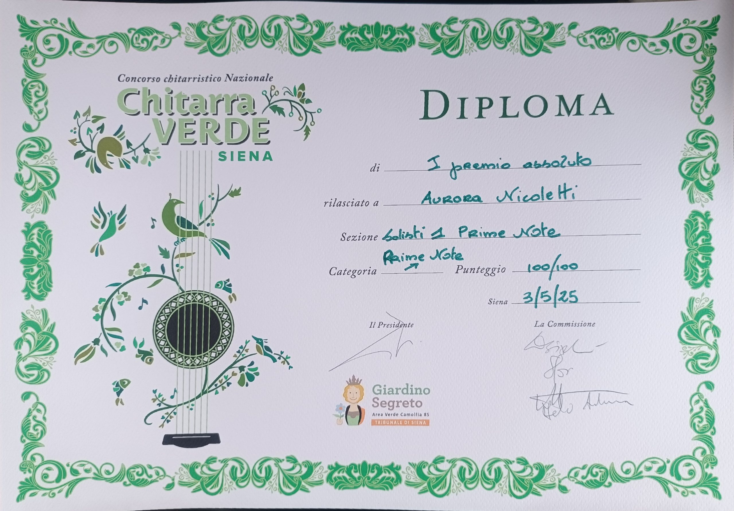 Il diploma di Aurora